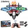 Newly Upgraded RC Fighter Jet/Drone for Kids—Foam RC plane featuring LED lights, altitude hold/hover, 360° flips, and stunt spins; adjustable speed, suitable for boys and girls; perfect for indoor and outdoor use; includes 2PC batteries—an ideal gift!