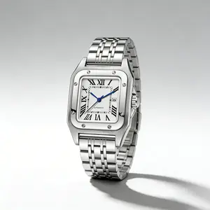 ANTHONY Unisex Classic Square Roman Numerals Silver Analog Water-Resistant Watch suitable for Women Men, Stainless Steel Strap, Date Display, Casual Wristwatch