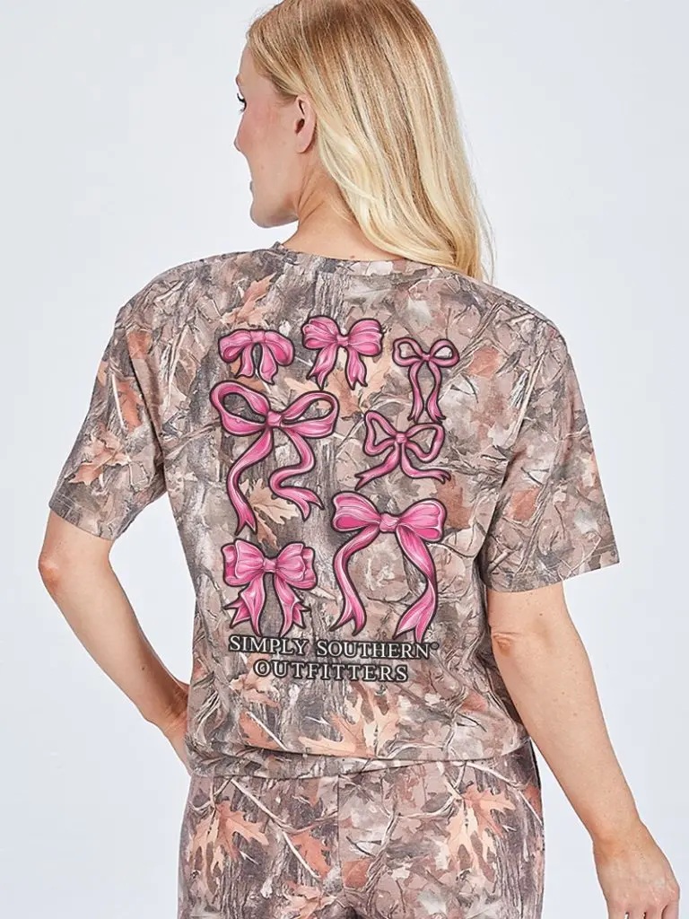 Simply Southern Pink Bows Camo T-Shirt