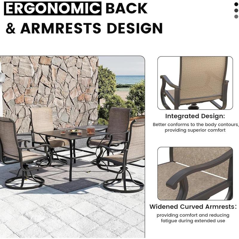 Amopatio Modern Patio Swivel Chairs Sets, Outdoor Dining Chairs with Back, All-Weather Swivel Rocker Chair for Poolside/Garden/Porch/Deck