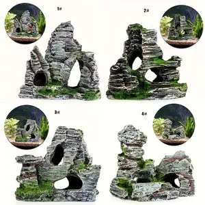 Resin Rockery Fish Tank Decor, Resin Stone Mountain Craft, Aquarium Landscape Ornament, Aquatic Decoration Accessories