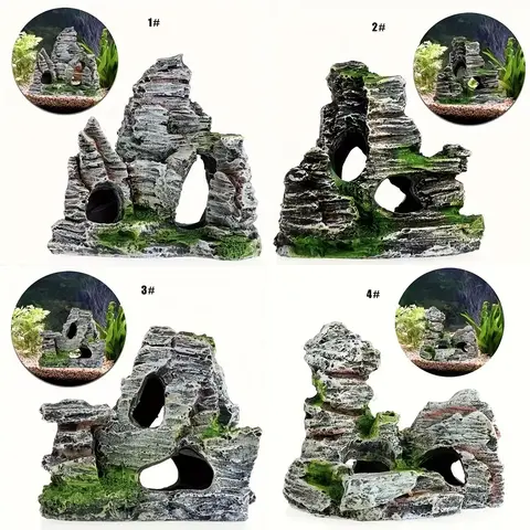 Resin Rockery Fish Tank Decor, Resin Stone Mountain Craft, Aquarium Landscape Ornament, Aquarium Rocks, Aquatic Decoration Accessories, Fish Tank Decorations, Aquarium Supplies
