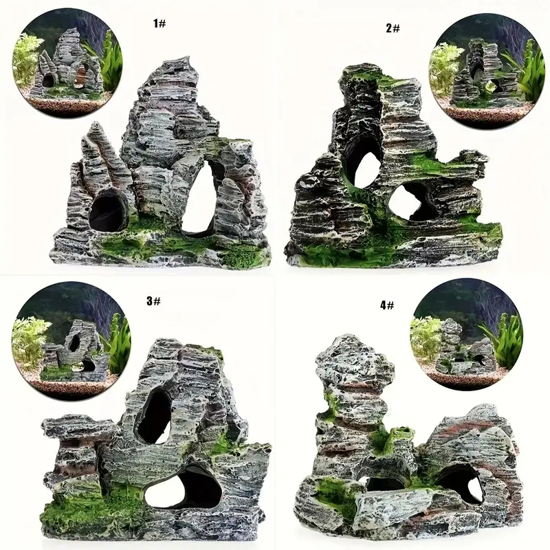 Resin Rockery Fish Tank Decor, Resin Stone Mountain Craft, Aquarium Landscape Ornament, Aquarium Rocks, Aquatic Decoration Accessories, Fish Tank Decorations, Aquarium Supplies