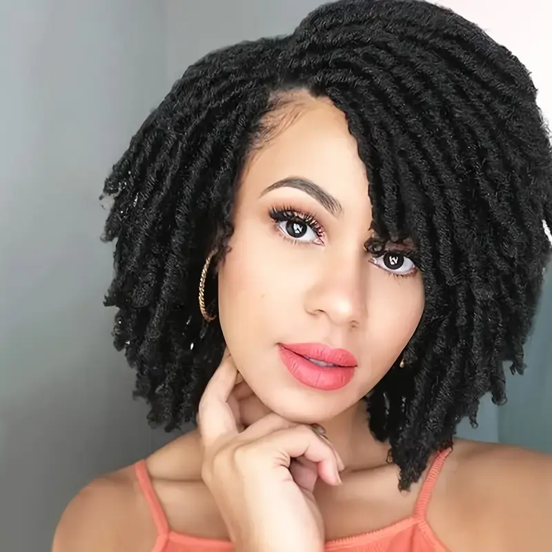 Women's Afro Curly Dreadlock Wig Heat Resistant Synthetic Hair with Rose Net Cap Kinky Curly Party Style Dreadlock Wig for All Ethnicities & Occasions Hair Wigs Outdoor Activities Accessory Textured Hairpiece