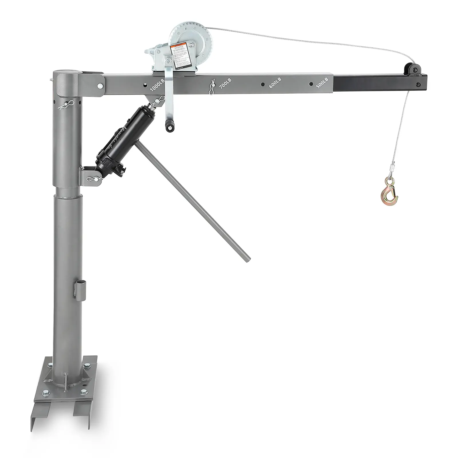 Garvee Upgraded Heavy Duty Hydraulic Pickup Truck Crane – 1000 lbs Capacity with Manual Winch – 360° Swivel – 4 Adjustable Boom Levels – Versatile Lifting for Truck Beds, Warehouse, Construction