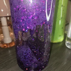 Deep Purple Glitter Snow Globe Acrylic Tumbler