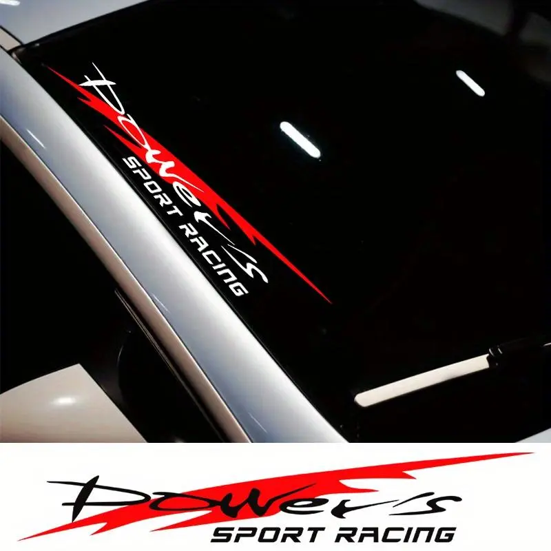 Power's Sport Racing Car A Pillar Stickers, Stylish Car Merch, Car Decorative Sticker, Decal For Cars, Waterproof Self-Adhesive Scratch Masking Vinyl Decals, Fits Car Front Windshield, Rear Window, Hood, Universal Car Sticker, Vehicle Decor