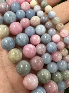 Natural Stone Morganite Beads 6-10mm Loose Spacers Isolation Beads for Jewelry DIY Crafts Making Materials 15 Inches Beads Wholesale