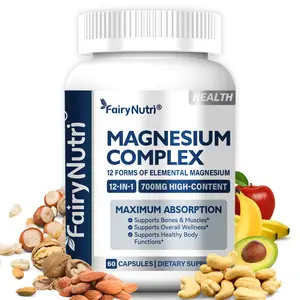 Magnesium Complex 12-in-1, 700MG High-Content Elemental Magnesium (12 Forms) – 60 Capsules, Maximum Absorption for Bones, Muscles & Overall Wellness