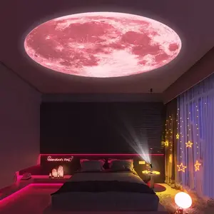 Fan Planet Projection Lamp, Replaceable Moon Projector, 360° Rotatable Adjustable LED Night Light, USB Powered Ambiance Lamp