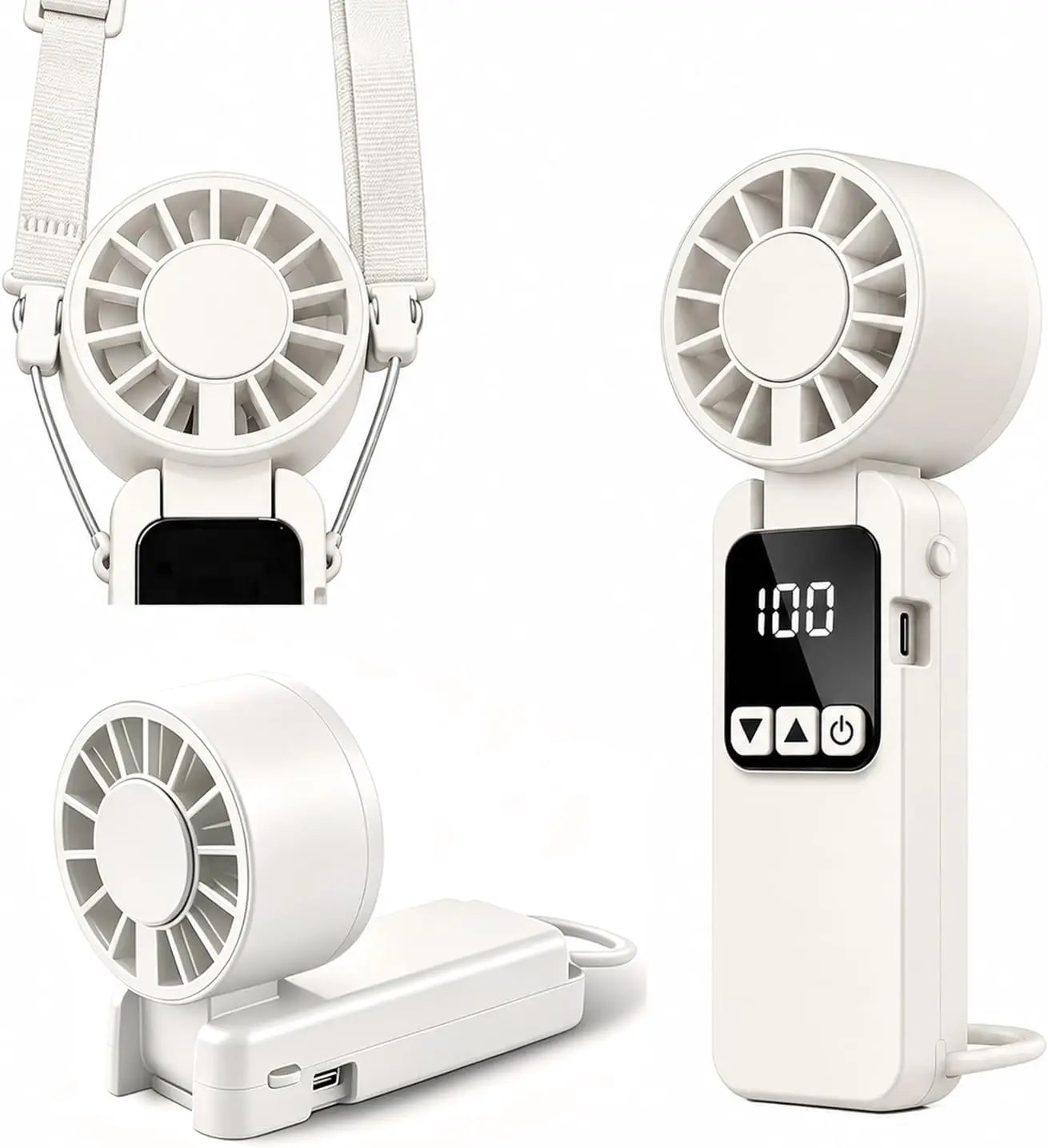 KEYDOORS Portable Handheld Turbo Cooling Fan - 6000mAh Long Runtime, 199 Adjustable Wind Speeds with Digital Display, 2-in-1 Handheld & Neck Wearable, Ultra-Light Compact Personal Fan for Travel, Outdoor Camping