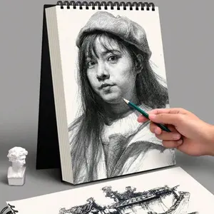 Sketch Book with Pencil Set, Durable Drawing Pad, 1 Set Including 1 Spiral Sketch Book & 1 Pencil, Art Supplies for Beginners & Artists, Gift for Halloween & Christmas