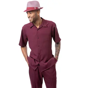 Montique Wine Tone-on-Tone Walking Suit