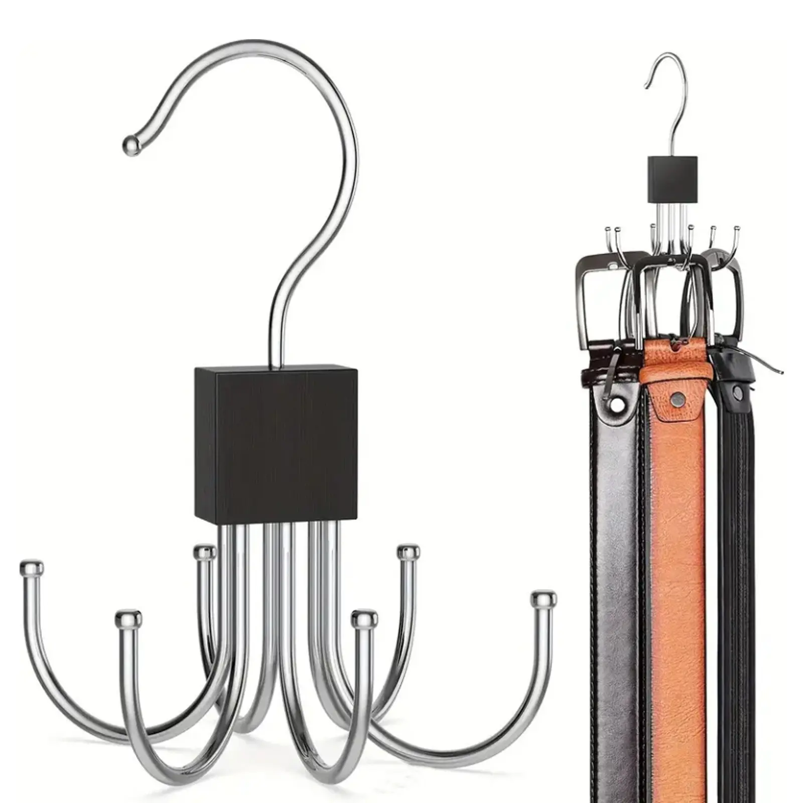 Stainless Steel 6 Rotating Hooks, Rotatable Hooks, Coat Hooks for Wall, Space-Saving Wall-Mounted Clothes Rack, Entryway Organizer Hanger, Door/hanging Hook, Storage Hooks