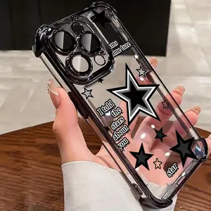Five-pointed Star Design Electroplated Anti-drop Phone Case, Thickened Transparent TPU Protective Cover with Four-corner Airbags. Suitable for IPhone 16/15/14/13/12/11,E, Pro Max, Plus.