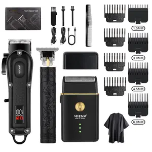 Men's Rechargeable Hair Clipper Set, Electric Shaver and Trimmer Kit, Professional Grooming Tools, USB Charging, Includes Accessories, Cordless Hair Trimmer