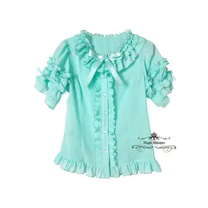 Button Down Chiffon Light Blouse - Mint