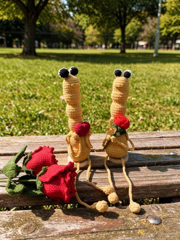 Marcus the Worm Plush: Handmade Crochet Amigurumi Toy Valentine's Day Gift for Lover