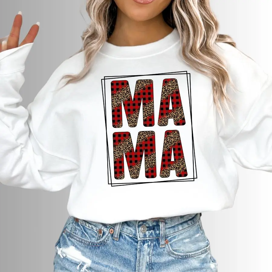 Mama plaid and leopard stacked DTF transfer sheet