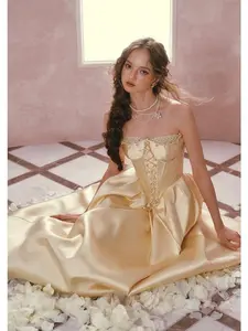 Belle's Gilded Corset Dress-Womenswear Party Attire