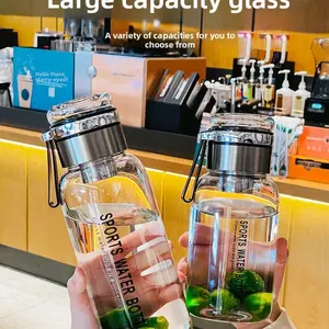 Large Capacity Heat Resistant Glass Water Bottle, Durable Design for Everyday Use, Perfect for Hot Beverages & Cold Drinks, Drinkware