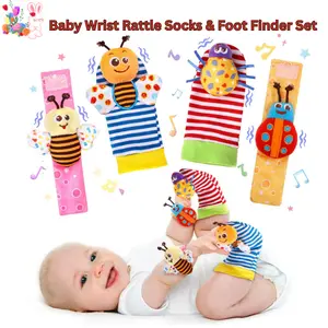 Baby Wrist Rattle Socks & Foot Finder Set – Infant Sensory Rattle Toys for Newborns 0-12 Months, Baby Toys 3-6 Months, Hand & Foot Development Toys for Boys Girls, Baby Easter Gift