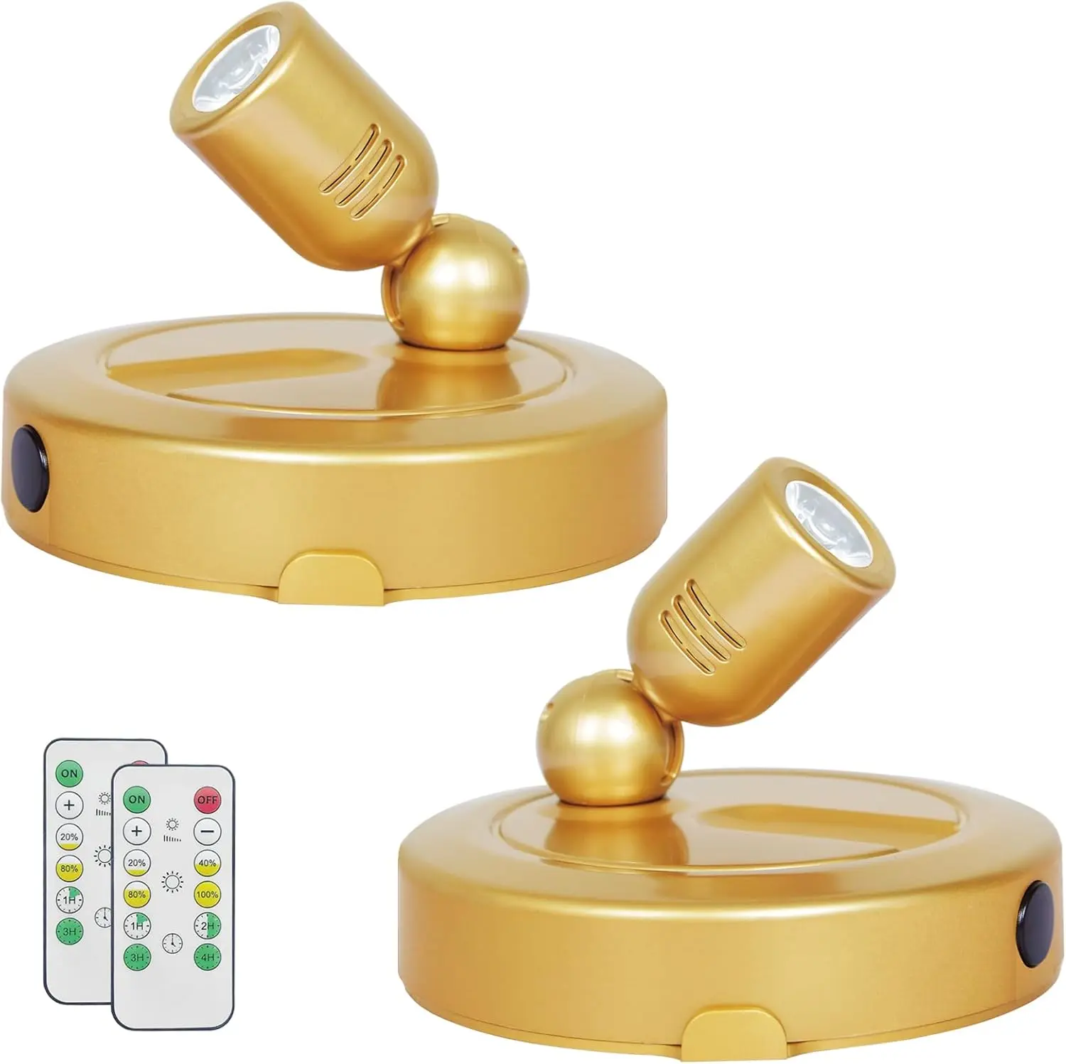 Indoor Spotlight, Battery Operated Spotlights with Remote, Picture Lights for Wall, Plant Tree Spotlight with Timer, Up Lights for Art Display Dartboard Painting Artwork Accent Frames-Gold