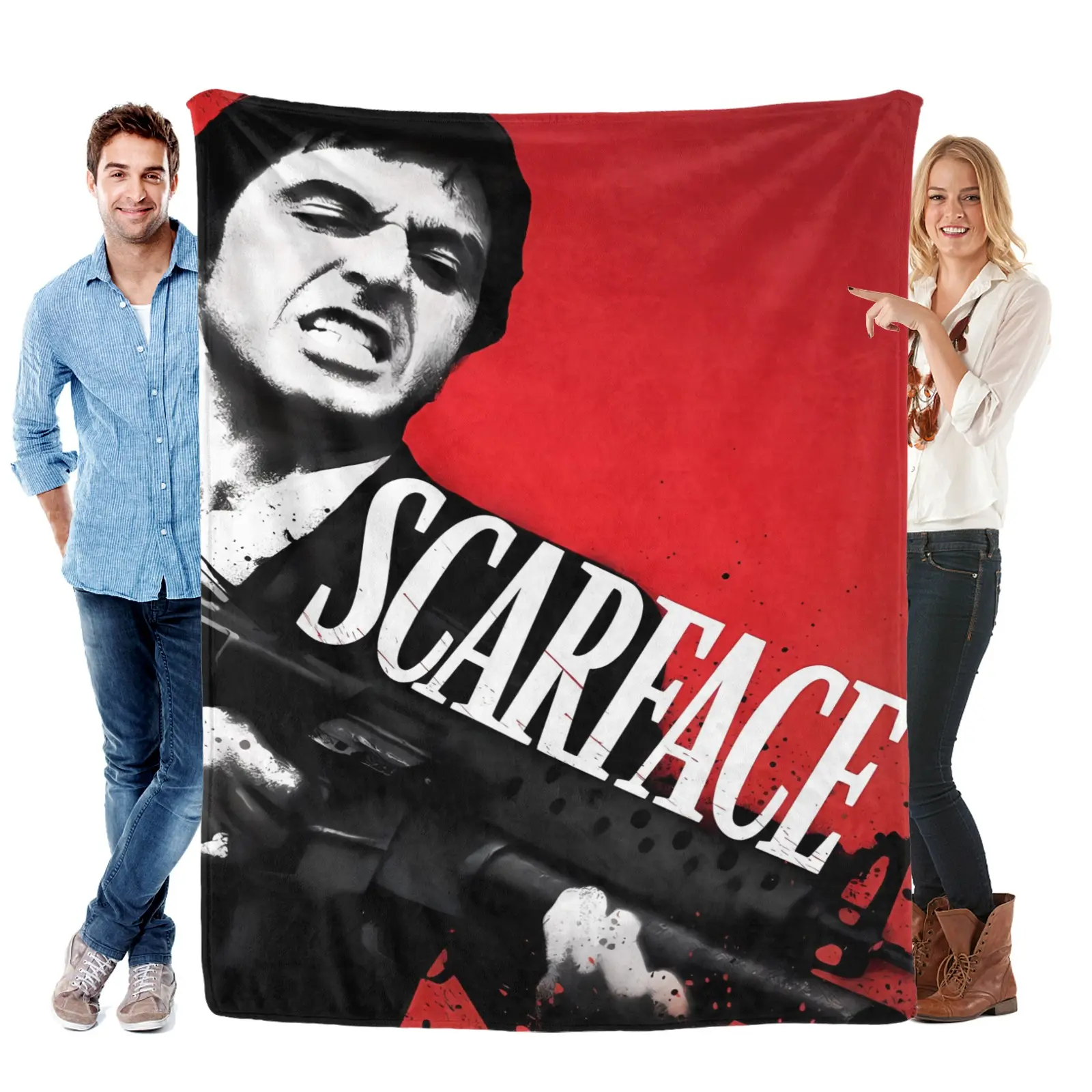Scarface Themed Flannel Fleece Blanket - Classic Crime Movie Iconic Design, Breathable Lightweight Throw, Cozy Giftable Option for Film Fans, Ultra-Soft Fabric, Ideal for Thanksgiving Birthday Gifts, Breathable Lightweight Blanket, Cozy Blanket Throw