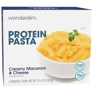 WonderSlim Protein Pasta, Macaroni & Cheese, 12g Protein, Low Calorie (5ct)
