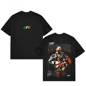 Men's UFC 329 Black Conor McGregor T-Shirt, The Notorious UFC Graphic Tee, UFC MMA Shirt, Gift for Fighters, Sports Apparel Menswear Shortsleeve