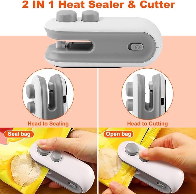 【Valentine's Day Essential Gift】Mini Handheld Vacuum Sealer USB Charging | 2-in-1 for Chips & Snack Bags,Must-Have Valentine’s Gift for Snack Lovers,Ideal Valentine’s Gift for Her/Him.