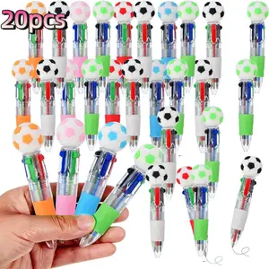 20pcs Soccer Party Favors Soccer Pens Mini Multicolor Pen in One Cute Fun 4-in-1 Pens Bulk Cool Ballpoint Pens for Birthday Gifts Teacher Supplies(Soccer)
