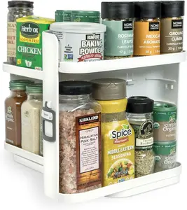 Cabinet Caddy SNAP! Spice Rack Organizer for Cabinet - Slide & Rotate Seasoning Organizer - 4 Snap-In Adjustable Shelves for 5 Tier of Storage - Magnetic Modular Design - 8.9”H X 6.1”W X 10.8”D 30 Day Limited Warranty