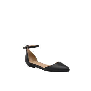 The D'Orsay - Coal Leather Flat