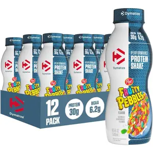 Performance Protein Shake, Fruity Pebbles, 30g Protein, 6.2g BCAA for Muscle Recovery, No Added Sugar, Low, 24 Vitamins and Minerals, GlutenFree, Ready to Drink, OntheGo Snack, 11.5fl oz, 12