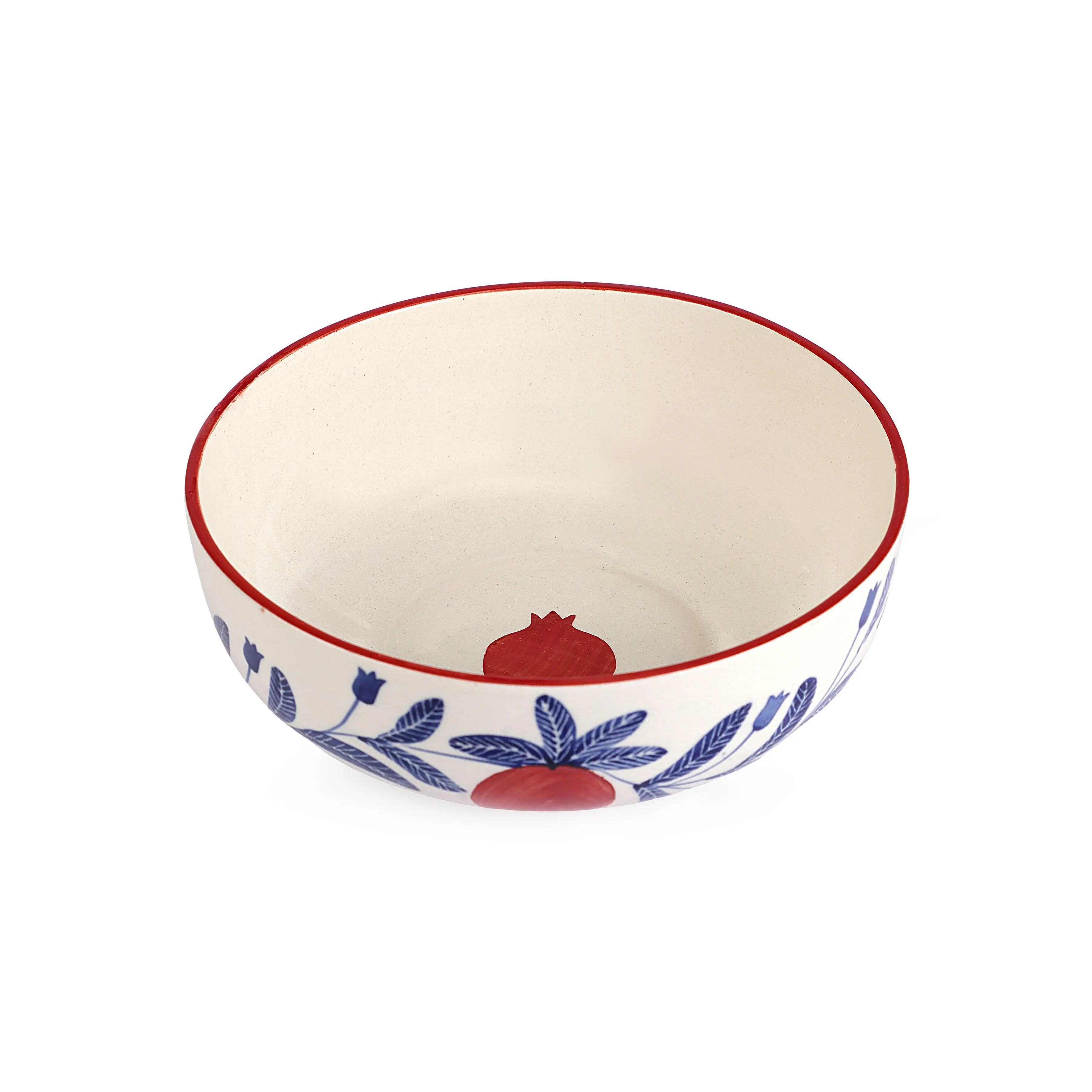 Indian Anaar Handpainted Ceramic Bowl – Red, 2.5x7 Inch