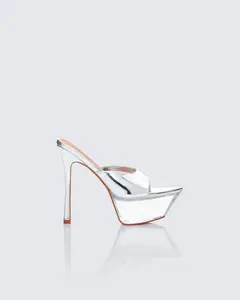 Clover Clear Perspex Pointed Platform Mules