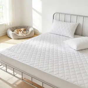 Premium Diamond Stitched Waterproof Fitted Sheet Set, Luxurious Beddings, Breathable Noiseless Dustproof Bed Cover, All-Season Mattress Protector Includes 1 Fitted Sheet
