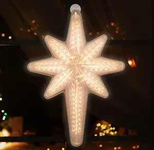 LAMPHOME 20" LED Bethlehem Star with Movement, 3D Digital Flash-Shooting Star - Warm White Hanging Outdoor Christmas Decoration
