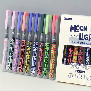 9pcs MOON LIGHT Gel Pen Set, Quick-Drying Ink, 0.5mm Ultra-Fine Point, Ergonomic Design, Vibrant Colors - Ideal for School, Office & Journaling, Ink Pens