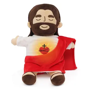 Yelakey Official Breathing Jesus Plush Toy 15.7 inch High-Quality Eco-Friendly Cotton Soft Doll with Light & Sound for Kids Adults Christmas Easter Gifts