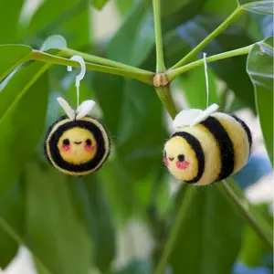 Bee Plant Buddy Hanging Handmade Wool Sculpture