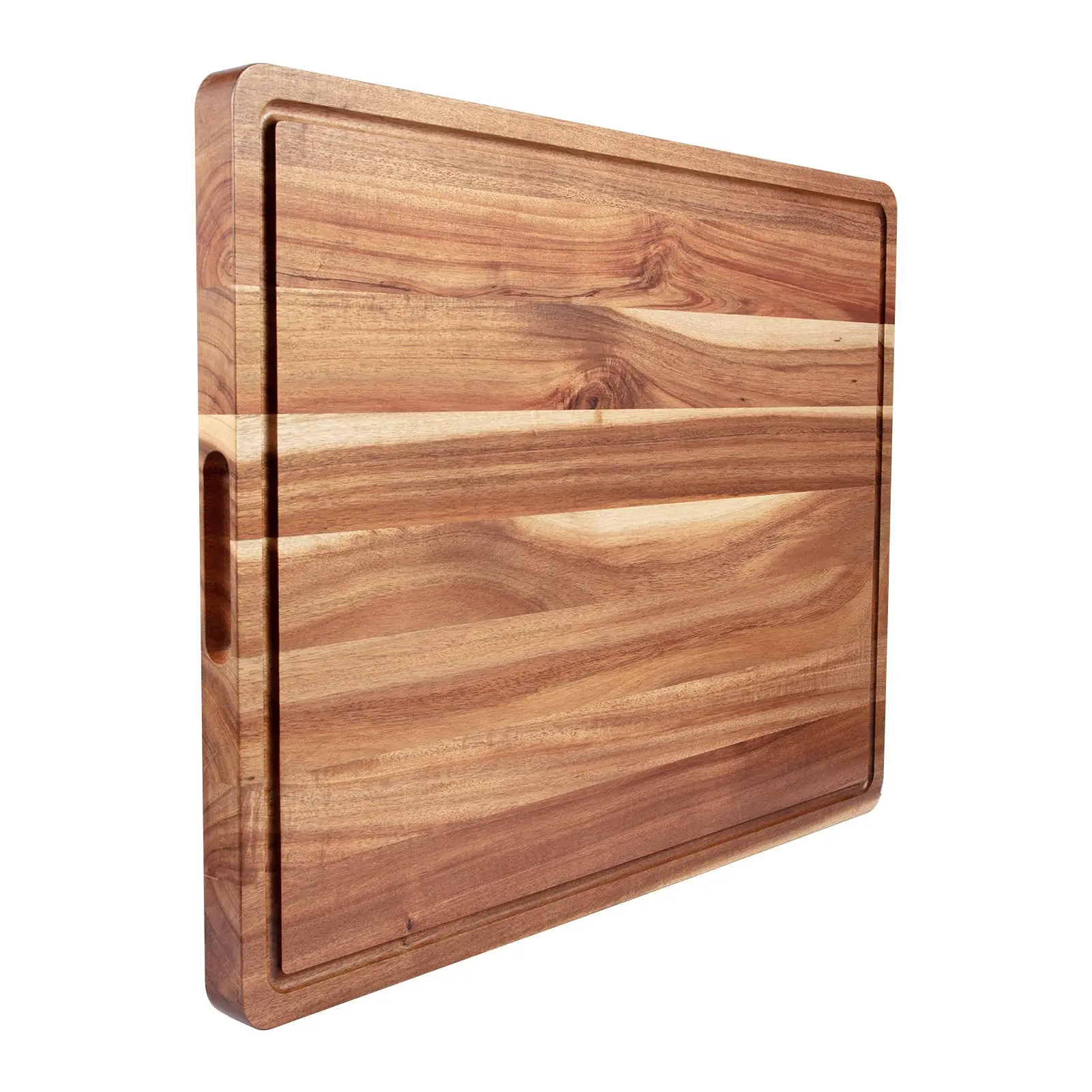 GARVEE Durable Extra Large Natural Wood Acacia Chopping Board, Reversible Nonporous Nature Butcher Block with Juice Groove, 3 Sizes (26.4x19.3x2.1in,20x15x1.5in,24x18x1.2in) for Meat Prep & Butchering - summergarden Cheese Glossy Kitchen Knives