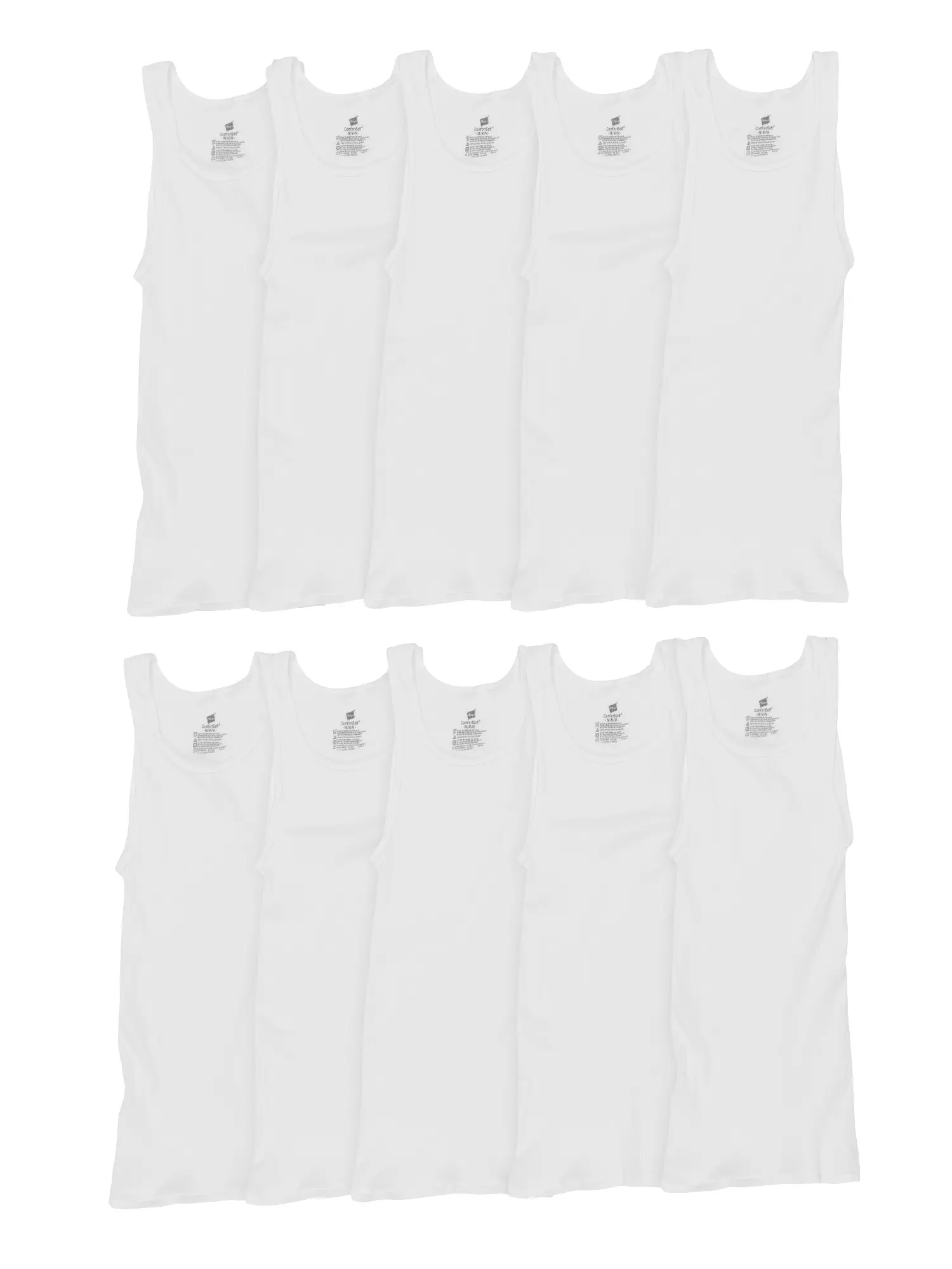 Hanes Men's Super Value Pack White Tank Undershirts, 10 Pack