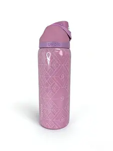 Owala 32oz Insulated Water Bottle Sparkle Purple Geometric Print Double-Walled Stainless Steel Leak-Proof Sip Lid Sweat-Proof Portable for Hiking Camping Commute Drinkware Flask - Stylish toddler black cherry tumbler can Set of Glass Jars with Coffee Cups