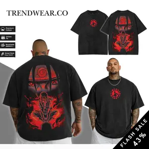 Naruto Itachi Unisex Anime Back Print Washed T-Shirt, Anime Color Shirt, 2026 T-Shirt Menswear Top, Anime Lover Gift Fan