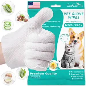 PET Glove Wipes，Freshening Grooming Dog&Cat Disposable 6Pcs pet hair removal tool Satisfied skin care Outdoor No-clean Hypoallergenic Facial Disposable No-Rinse Grooming Formulated for petwipes Deodorizing sticky hair#petlife