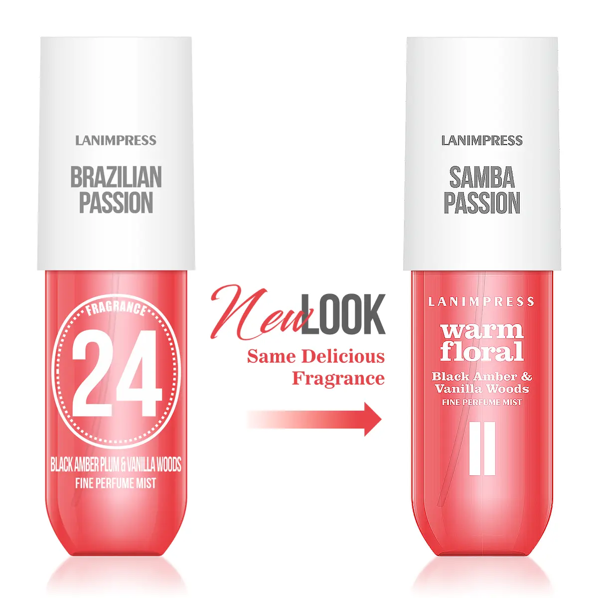 LANIMPRESS 3.0 fl.oz New Look Samba Passion Body & Hair Fine Perfume Mist Warm Floral Notes Long Lasting Scent Fragrance Spray for Lady or Gift Travel Size