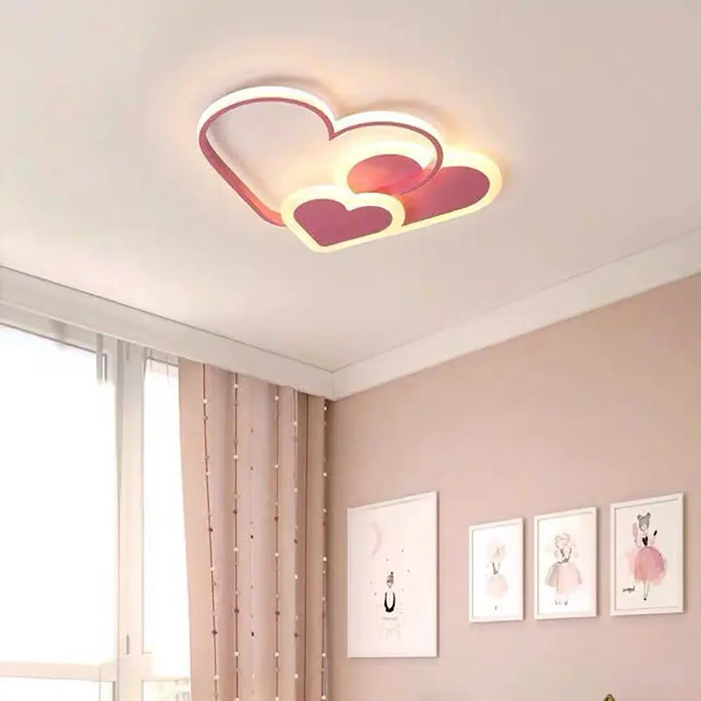 Heart Shape LED Ceiling Chandelier - Decorated Acrylic, Colorful Face-Lit, Adjustable Dimmable Modern Neon Pendant Lamp, Dimmable Lighting, 30000 Hours Lifespan, 52x35x6 cm, Boys' Style, Indoor Use Only for Bedroom, Dining Room Home Improvement Accessory,