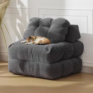 Garvee 3-in-1 Folding Sofa Bed, Convertible Sleeper Chair with Pillow, Boneless Futon Lounger, Collapsible Mattress, Portable Single Size Sofa for Living Room, Bedroom, Guest Room